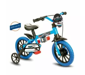 Bicicleta Infantil com Rodinhas - Aro 12 - Selim PU - Veloz - Azul - Nathor