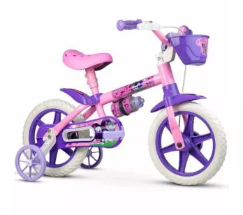 Bicicleta Infantil com Rodinhas - Aro 12 - Selim PU - Cat - Rosa - Nathor