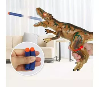 Lançador de Dardos - 2 em 1 - Dino Attack com Luz e Som - T-Rex - Multikids