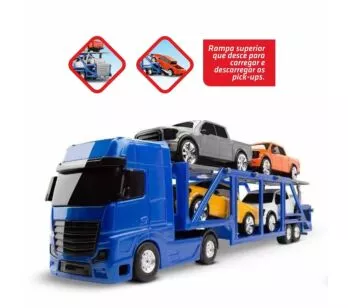 Caminhão com Carreta - Petroleum - Cegonheira de Pick-Up - Azul - Roma