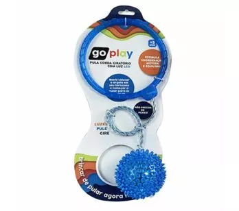 Pula Corda Giratório - com Luz de Led - Go Play - Spin Ball - Azul - Multikids