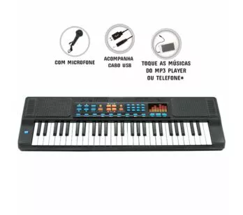 Teclado com Microfone Infantil - HS5460A - DM Toys