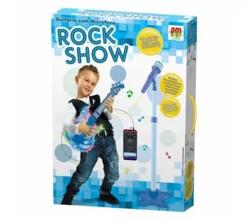 Guitarra Infantil com Microfone Pedestal - Rock Show - Azul - DM Toys