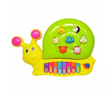Tecladinho Musical Infantil - Divertido Caracol - Amarelo - DM Toys