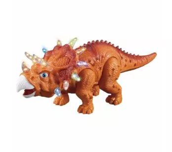 Figura Eletrônica - Dinossauro - Tricerátopo - Laranja - DM Toys