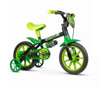 Bicicleta Infantil com Rodinhas - Aro 12 - Selim PU - Black 12 - Nathor
