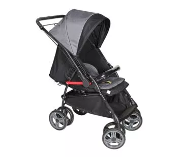 Carrinho de Bebê - Passeio Berço - Maranello 2 - Preto Cinza - Galzerano