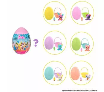 Mini Figura - Barbie Color Reveal - Ovo Surpresa - Pet - 5 Surpresas - Mattel