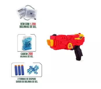 Lançador de Dardos e Bolinhas de Gel - SuperShot - Dual Fire - Polibrinq 