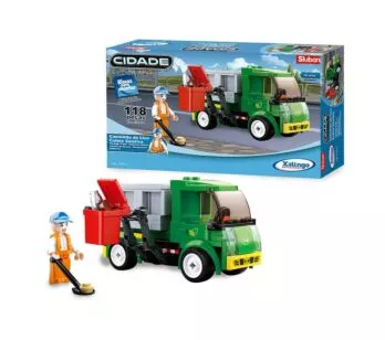 Blocos de Montar - Cidade - Caminhão do Lixo Coleta Seletiva - 118 pcs - Xalingo