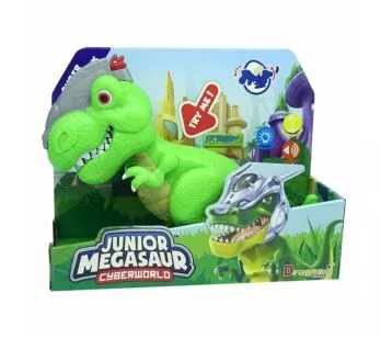 Figura Interativa - Junior Megasaur Cyberworld - T-Rex - Verde - Fun Divirta-se