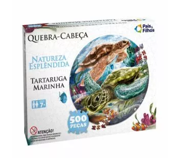 Quebra-Cabeça Redondo - 500 Peças - Tartaruga Marinha - Pais e Filhos