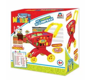 Carrinho de Compras Infantil - Carrinho Super Market - Vermelho - Braskit