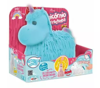 Figura Eletrônica - Adotados - Borrachinha - Unicórnio - Azul - Fun Divirta-se