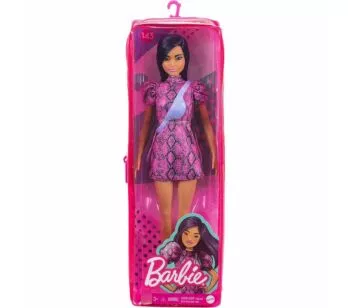 Boneca com Estojo - Barbie Fashionistas - Vestido Rosa e Preto - 143 - Mattel