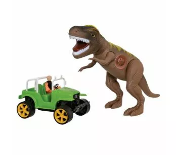 Figura Eletrônica com Veículo - Dinossauro - T-Rex Safari - Adijomar