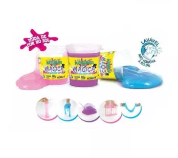Kit Massinha - ART KIDS - Kimeleka Slime Mágica - Muda de Cor - 6 Potes - Acrilex