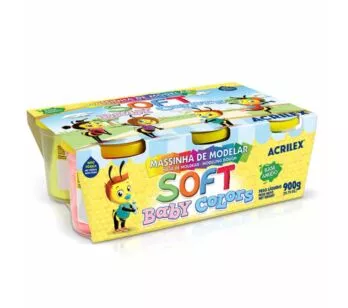 Kit Massinha de Modelar - ART KIDS - Soft Baby Colors - 6 Potes - Acrilex