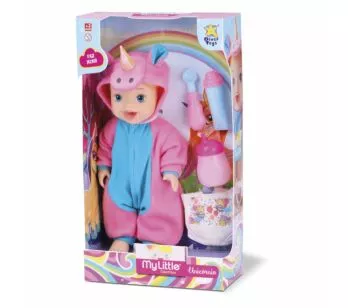 Boneca de Vinil - My Little Collection - Faz Xixi - Pijama de Unicórnio - Divertoys