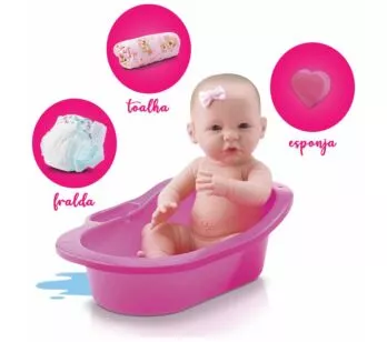 Boneca de Vinil - Diver New Born - Banho de Carinho - Divertoys