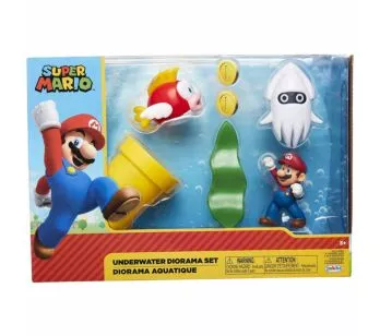 Conjunto e Mini Figuras - Super Mario - Underwater - Subaquático - Candide