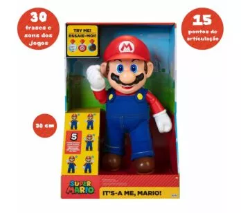 Boneco Articulado - Super Mario - It’s-A Me, Mario - 30 Frases e Sons - Candide