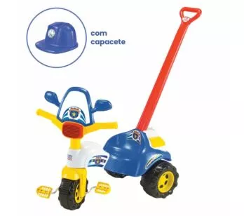 Triciclo Infantil com Empurrador - Tico-Tico Polícia - Magic Toys