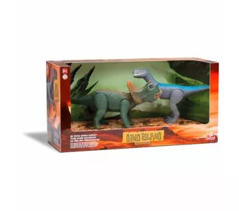 Figuras - Dino Island Adventure - Triceratops e Velociraptor - Silmar