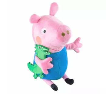 Pelúcia Infantil - 30 cm - Peppa Pig - George e seu Dinossauro - Sunny