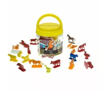 Balde com Mini Figuras - Animais - Fazenda - 50 peças - Mimo Toys