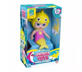 Boneca de Vinil - Baby Acqua Toys - Tubarãozinho - Amarelo - Super Toys