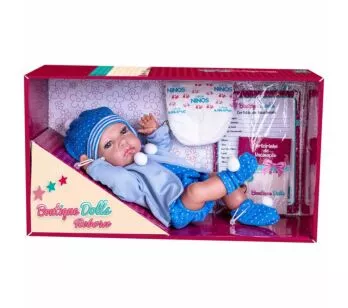 Boneco Bebê - Boutique Dolls Reborn - Menino - Casaco Azul - Super Toys