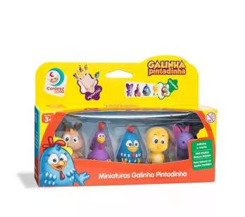 Boneco de Vinil - Galinha Pintadinha - Kit 5 Miniaturas Dedoche - Cardoso Toys