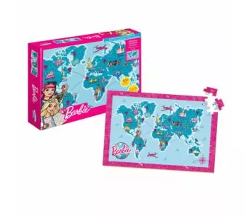 Quebra-Cabeça - 100 Peças - Madeira - Barbie - Mapa Mundi Travel - Xalingo