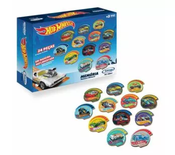 Jogo da Memória em Madeira - Hot Wheels - 24 Peças - Xalingo