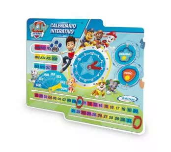 Tabuleiro Infantil - Relógio Calendário Interativo - Patrulha Canina - Xalingo