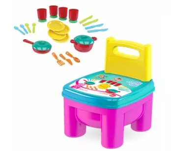 Cadeirinha com Acessórios - Brinkadeira Cozinha - 28 Peças - Dismat