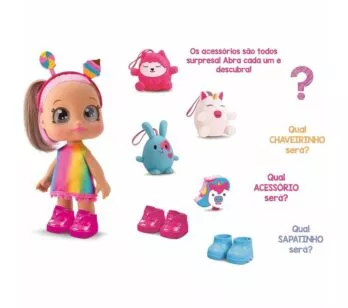 Boneca de Vinil - Diver Surprise - Acessórios Surpresa - Arco-Íris - Divertoys