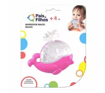 Mordedor Macio para Bebê - Baleia - Rosa - Pais e Filhos