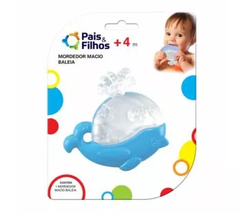 Mordedor Macio para Bebê - Baleia - Azul - Pais e Filhos