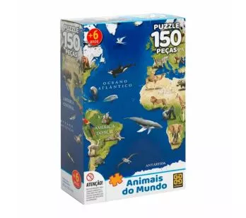 Quebra-Cabeça - 150 Peças - Animais do Mundo - Grow