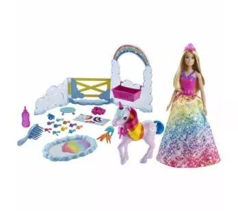 Boneca Articulada - Barbie Dreamtopia - Princesa com Unicórnio Arco-íris - Mattel
