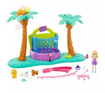 Conjunto e Boneca - Polly Pocket - Parque de Diversões dos Cachorrinhos - Mattel
