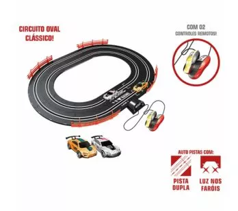 Pista de Corrida com Carrinhos - Auto Pista Turbo Run - Oval - DM Toys