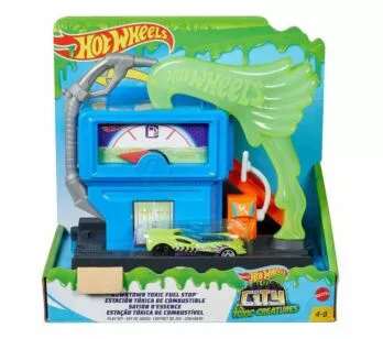 Conjunto e Veículo - Hot Wheels City - Posto Tóxico de Gasolina - Mattel