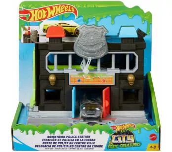 Conjunto e Veículo - Hot Wheels City Toxic - Delegacia de Polícia - Mattel