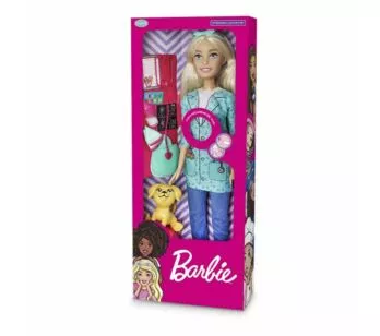 Boneca que Fala - 70 cm - Barbie Profissões - Veterinária com Pet - Pupee