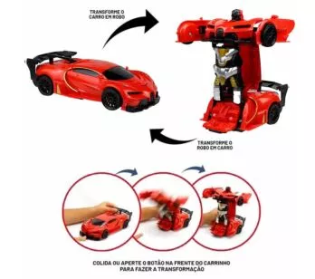 Carrinho de Controle Remoto - Changebot - Carro Robô - Vermelho - Polibrinq
