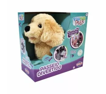 Pelúcia Interativa - PlayFull Pets - Passeio Divertido - Cachorro Caramelo - Toyng