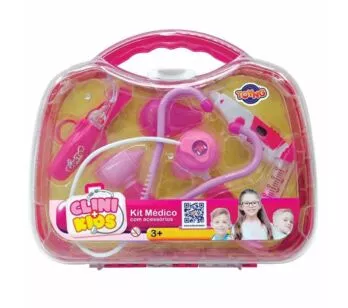 Kit Médico Infantil com Maleta - Clini Kids - 9 peças - Rosa - Toyng